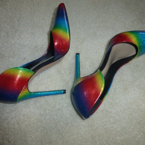 DSW 🌈RAINBOW multi-colour sparkly D'Orsay party pumps🌈 - Picture 2 of 8